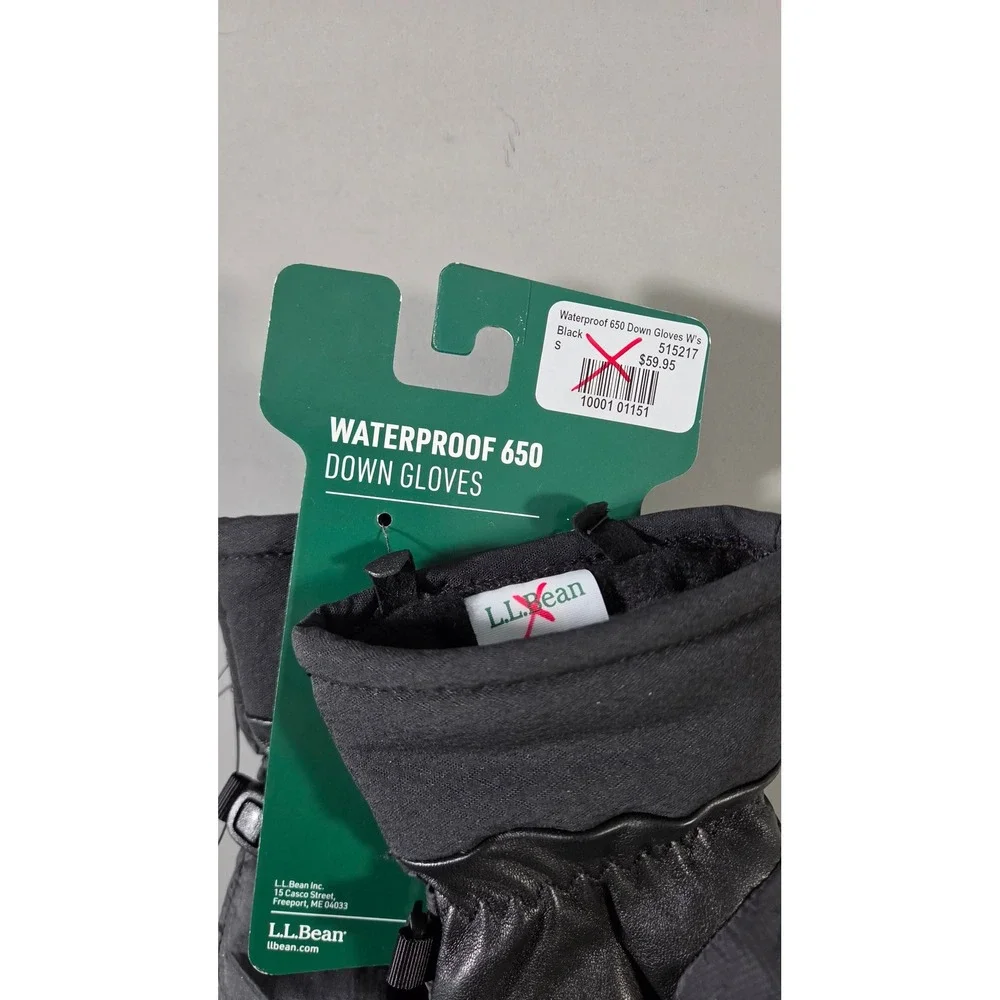 L.L. Bean Waterproof 650 Down‎ Gloves Womens S Black Winter Insulated Ripstop